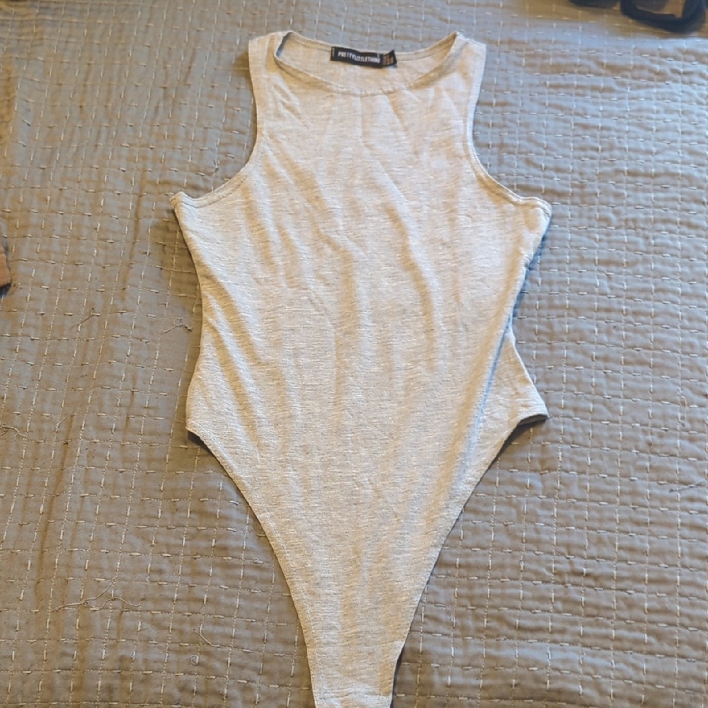 PrettyLittleThing Gray Bodysuit Modern Cutout Design